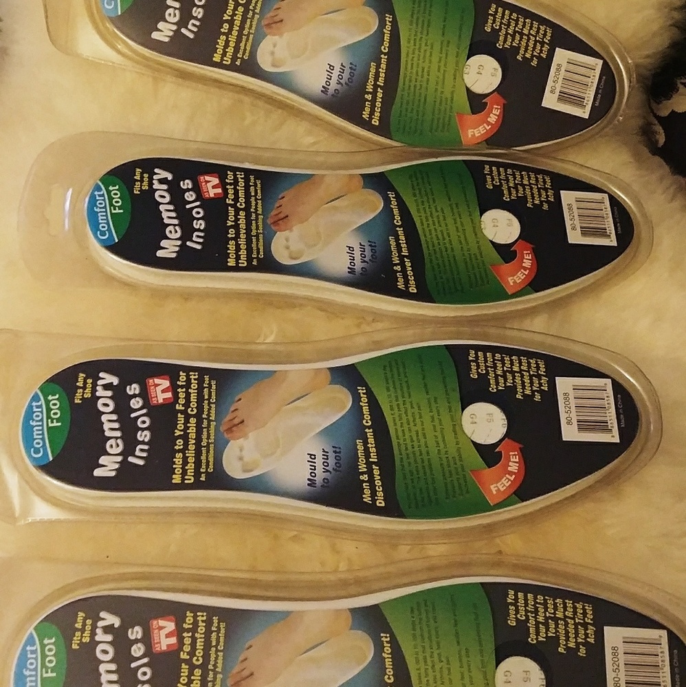 New. 4 pairs Memory foam insoles Unisex All sizes